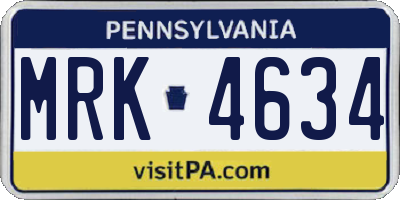 PA license plate MRK4634