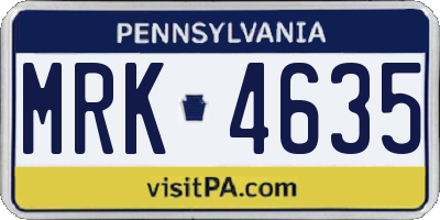 PA license plate MRK4635