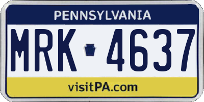 PA license plate MRK4637