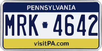 PA license plate MRK4642
