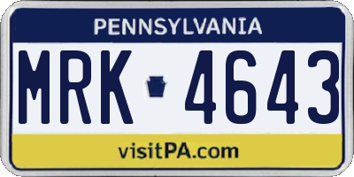 PA license plate MRK4643