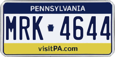 PA license plate MRK4644