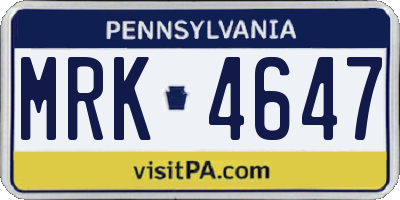 PA license plate MRK4647