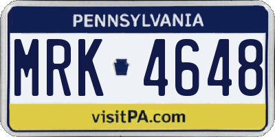 PA license plate MRK4648