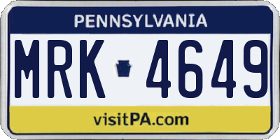 PA license plate MRK4649