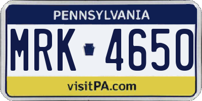 PA license plate MRK4650