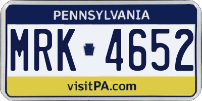 PA license plate MRK4652