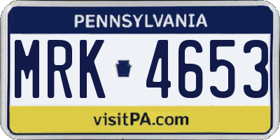 PA license plate MRK4653