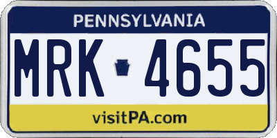 PA license plate MRK4655