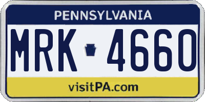 PA license plate MRK4660