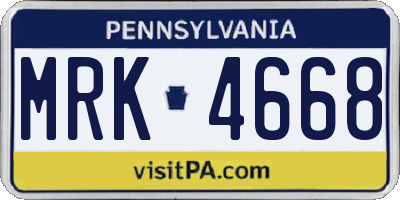 PA license plate MRK4668