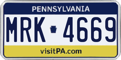 PA license plate MRK4669