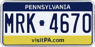 PA license plate MRK4670