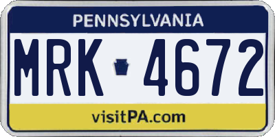 PA license plate MRK4672