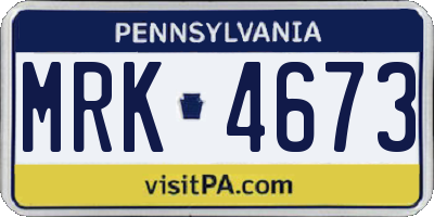 PA license plate MRK4673