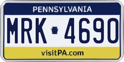 PA license plate MRK4690