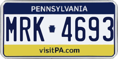 PA license plate MRK4693