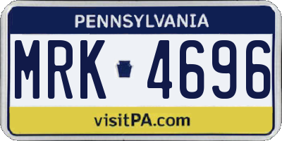 PA license plate MRK4696