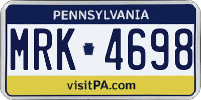 PA license plate MRK4698