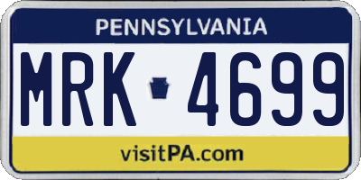 PA license plate MRK4699