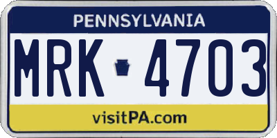 PA license plate MRK4703