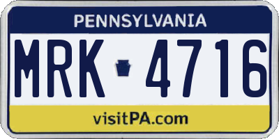 PA license plate MRK4716