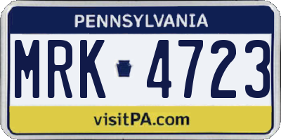 PA license plate MRK4723