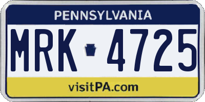PA license plate MRK4725