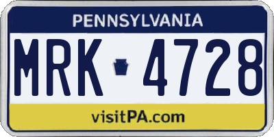 PA license plate MRK4728