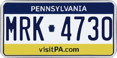 PA license plate MRK4730