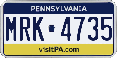 PA license plate MRK4735