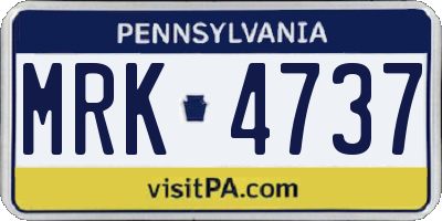 PA license plate MRK4737