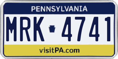 PA license plate MRK4741