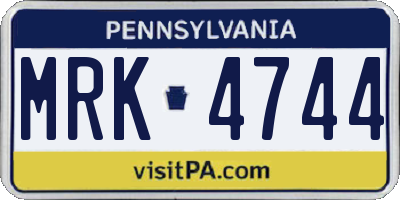 PA license plate MRK4744
