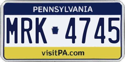 PA license plate MRK4745