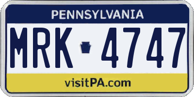 PA license plate MRK4747