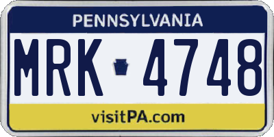 PA license plate MRK4748