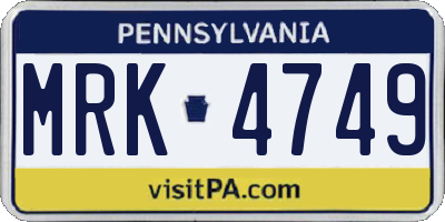PA license plate MRK4749