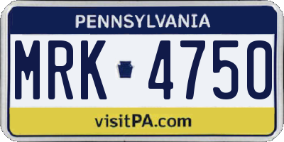 PA license plate MRK4750
