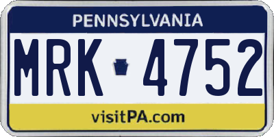 PA license plate MRK4752