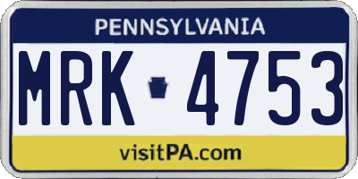 PA license plate MRK4753