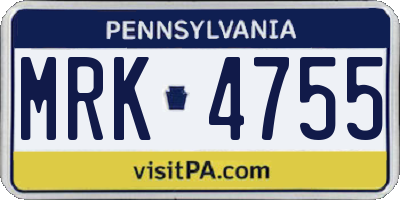 PA license plate MRK4755