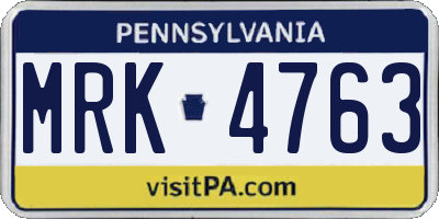 PA license plate MRK4763