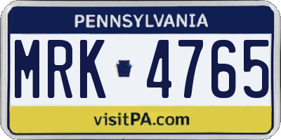 PA license plate MRK4765