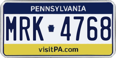 PA license plate MRK4768