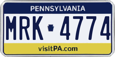 PA license plate MRK4774