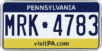 PA license plate MRK4783