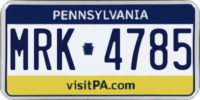 PA license plate MRK4785