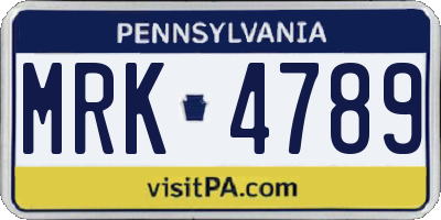 PA license plate MRK4789