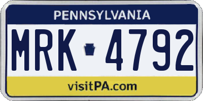 PA license plate MRK4792